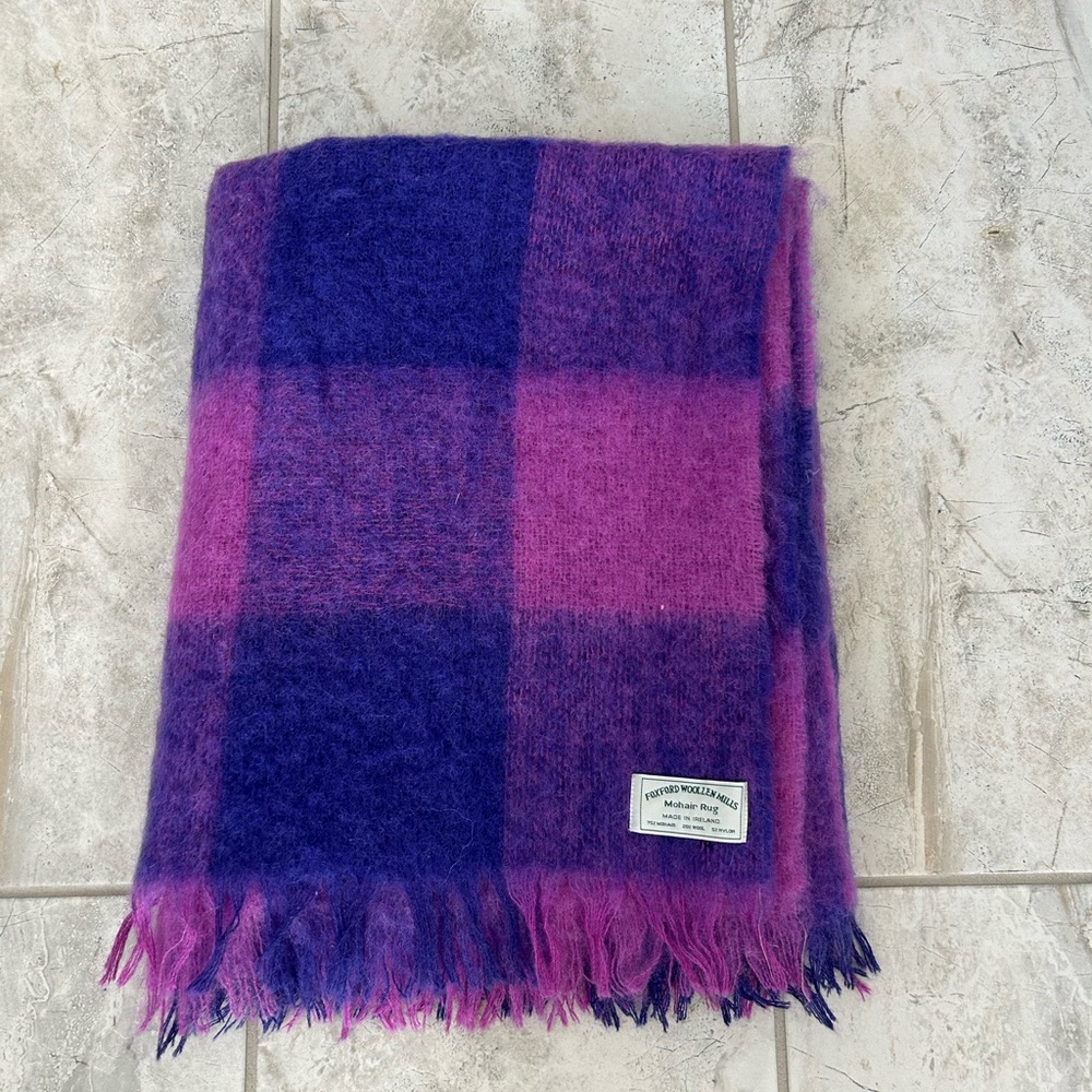Foxford Woollen Mills Mohair Rug
Throw Blanket
Plaid Check
Made In Ireland 59x37